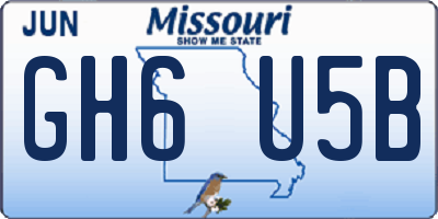 MO license plate GH6U5B