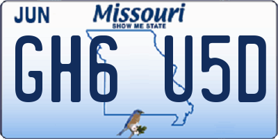 MO license plate GH6U5D