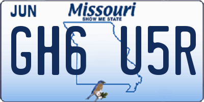 MO license plate GH6U5R
