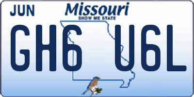 MO license plate GH6U6L