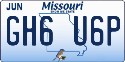 MO license plate GH6U6P