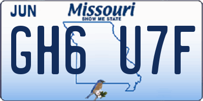 MO license plate GH6U7F