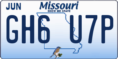 MO license plate GH6U7P