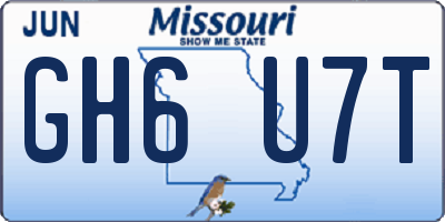 MO license plate GH6U7T