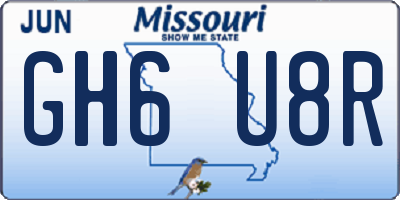 MO license plate GH6U8R