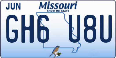 MO license plate GH6U8U