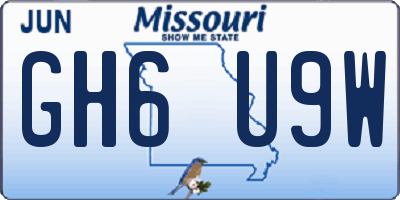 MO license plate GH6U9W