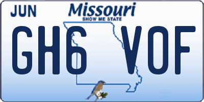 MO license plate GH6V0F