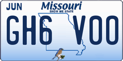 MO license plate GH6V0O