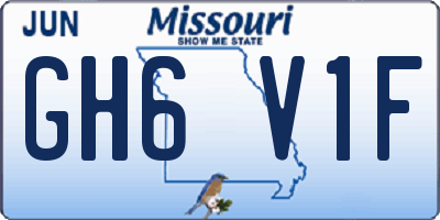 MO license plate GH6V1F
