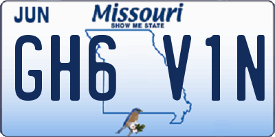 MO license plate GH6V1N