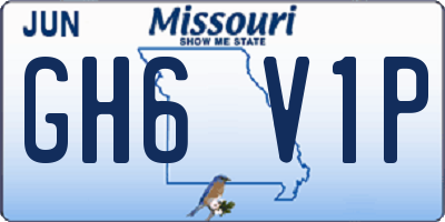 MO license plate GH6V1P