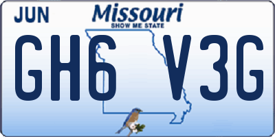 MO license plate GH6V3G