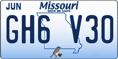MO license plate GH6V3O