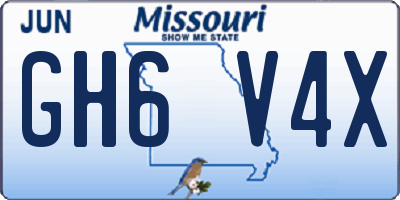 MO license plate GH6V4X