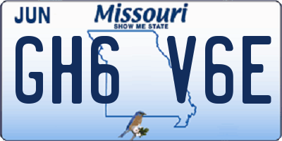 MO license plate GH6V6E