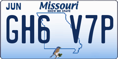 MO license plate GH6V7P