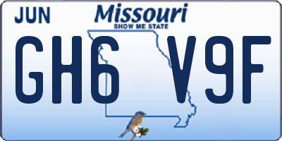 MO license plate GH6V9F