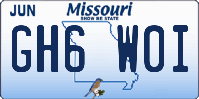 MO license plate GH6W0I