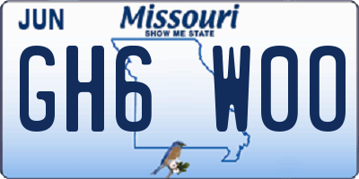 MO license plate GH6W0O