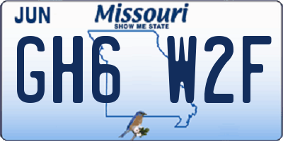 MO license plate GH6W2F