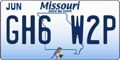 MO license plate GH6W2P