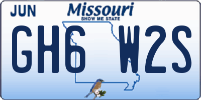 MO license plate GH6W2S