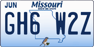 MO license plate GH6W2Z
