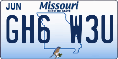 MO license plate GH6W3U