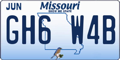 MO license plate GH6W4B