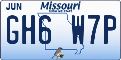MO license plate GH6W7P