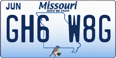MO license plate GH6W8G