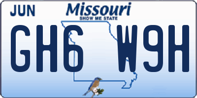 MO license plate GH6W9H