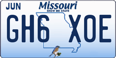 MO license plate GH6X0E