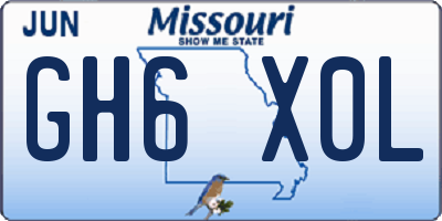 MO license plate GH6X0L