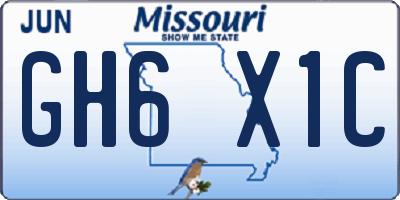MO license plate GH6X1C