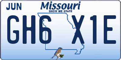 MO license plate GH6X1E