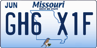 MO license plate GH6X1F