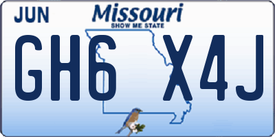 MO license plate GH6X4J