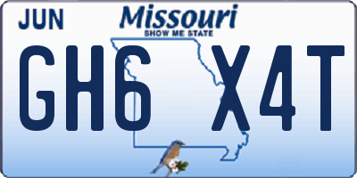 MO license plate GH6X4T