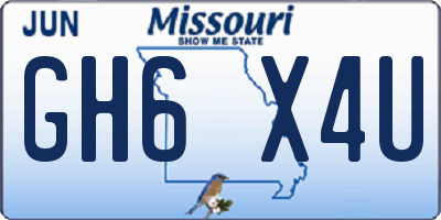 MO license plate GH6X4U