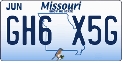 MO license plate GH6X5G