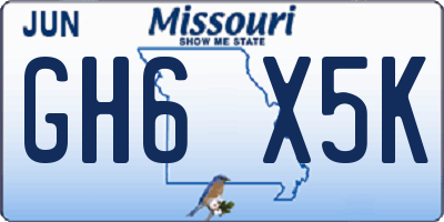 MO license plate GH6X5K