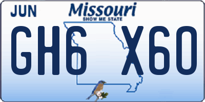 MO license plate GH6X6O