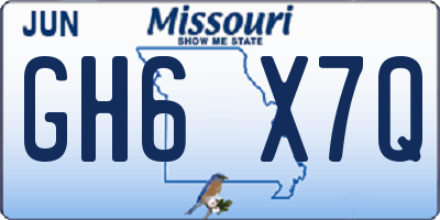 MO license plate GH6X7Q