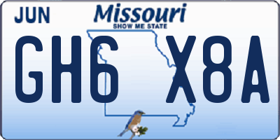 MO license plate GH6X8A