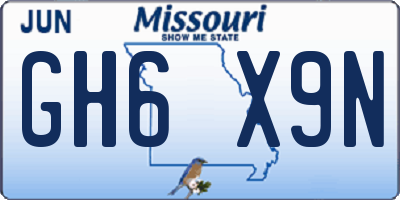 MO license plate GH6X9N