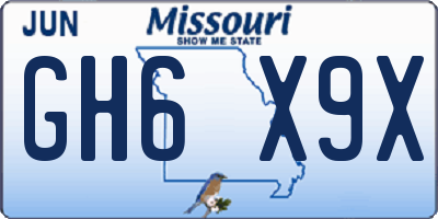 MO license plate GH6X9X