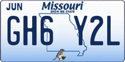 MO license plate GH6Y2L