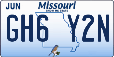 MO license plate GH6Y2N